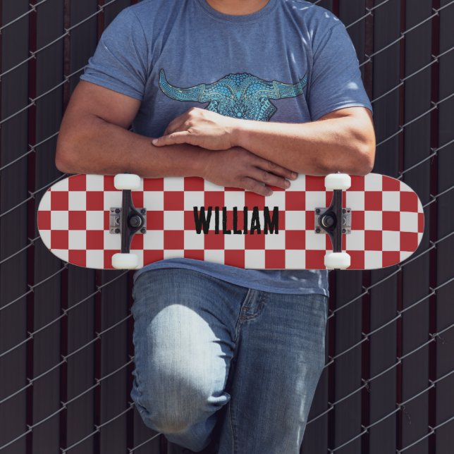 Personalized Name Chequerboard Pattern  Skateboard (Outdoor 3)