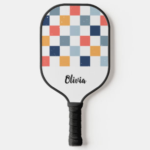 Personalized Name Chequered Pattern Pickleball Paddle
