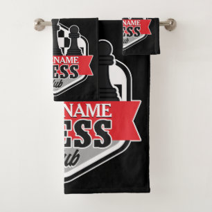 Personalized NAME Chess Player Club Checkmate  Bath Towel Set