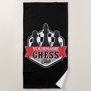 Personalized NAME Chess Player Club Checkmate Beach Towel