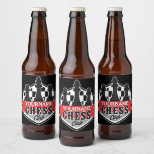 Personalized NAME Chess Player Club Checkmate Beer Bottle Label