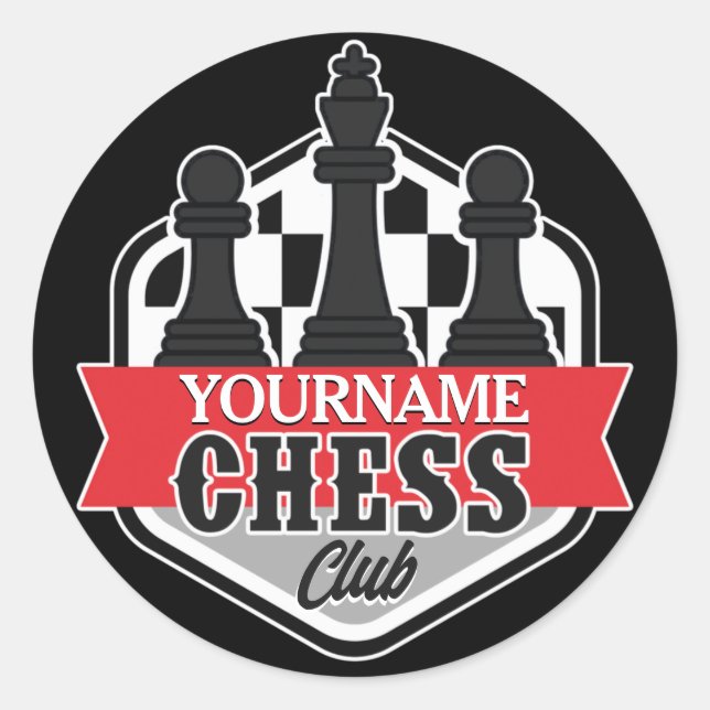 Personalized NAME Chess Player Club Checkmate Classic Round Sticker (Front)