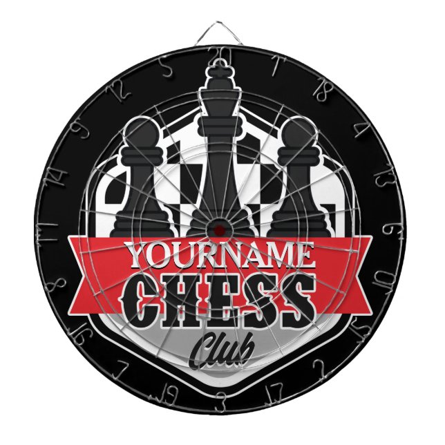 Personalized NAME Chess Player Club Checkmate Dartboard (Front)