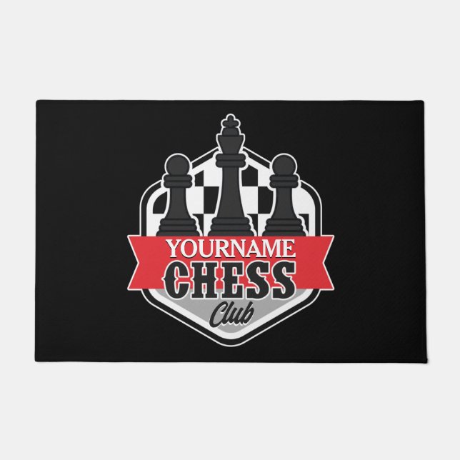 Personalized NAME Chess Player Club Checkmate  Doormat (Front)