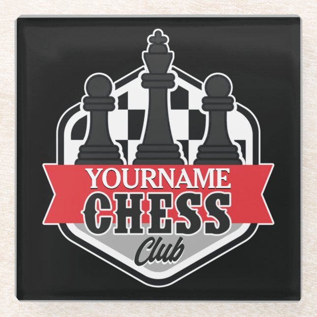 Personalized NAME Chess Player Club Checkmate   Glass Coaster (Front)