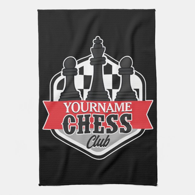 Personalized NAME Chess Player Club Checkmate  Kitchen Towel (Vertical)