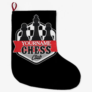 Personalized NAME Chess Player Club Checkmate Large Christmas Stocking