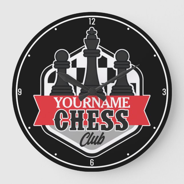 Personalized NAME Chess Player Club Checkmate Large Clock (Front)
