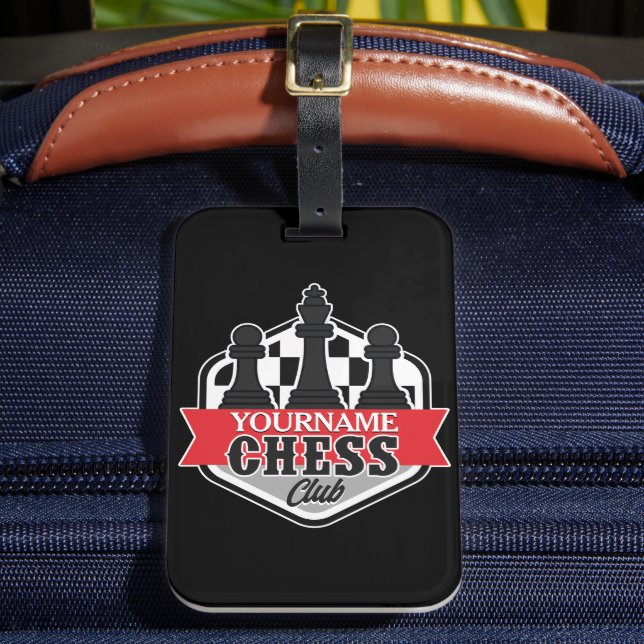Personalized NAME Chess Player Club Checkmate  Luggage Tag (Front Insitu 2)