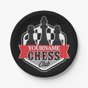 Personalized NAME Chess Player Club Checkmate Paper Plate