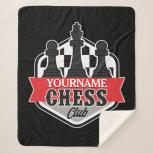 Personalized NAME Chess Player Club Checkmate   Sherpa Blanket