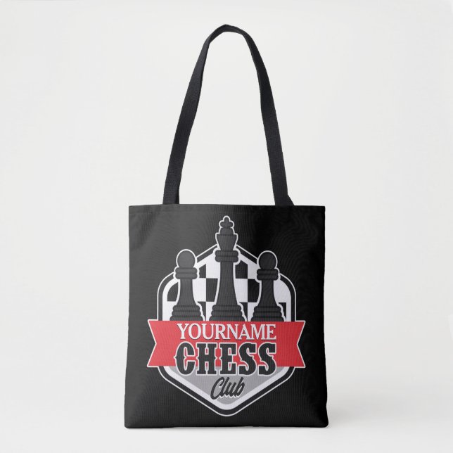 Personalized NAME Chess Player Club Checkmate Tote Bag (Front)