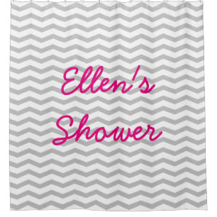 Personalized name chevron pattern shower curtains