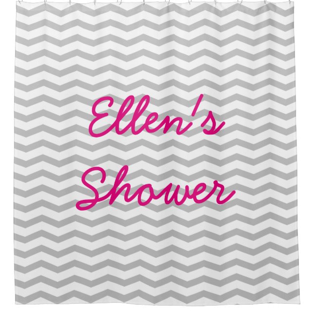 Personalized name chevron pattern shower curtains (Front)
