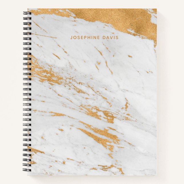 Personalized Name Chic Marble Journalling Gift Notebook (Front)
