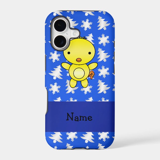 Personalized name chick blue snowflakes trees (Back)
