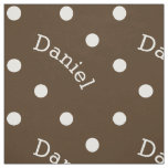 Personalized Name Chocolate Brown Polka Dot Fabric