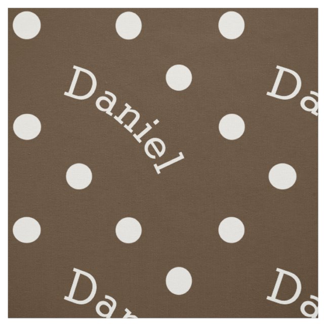 Personalized Name Chocolate Brown Polka Dot Fabric (Swatch)