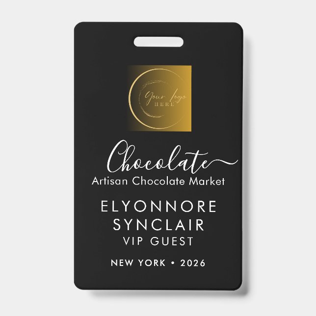 Personalized Name Chocolate Festival VIP Pass  Badge (Front)