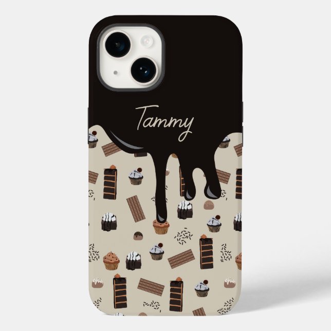 Personalized Name Chocolate Theme Pattern  Case-Mate iPhone Case (Back)