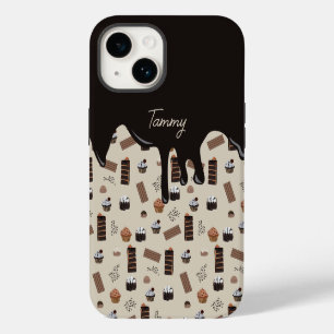 Personalized Name Chocolate Theme Pattern  iPhone 14 Case