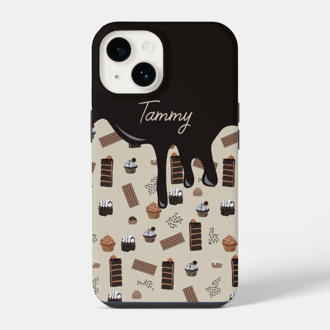 Personalized Name Chocolate Theme Pattern  iPhone Case (Back)