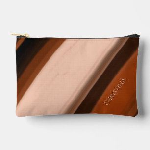 Personalized Name Chocolate Toffee Taupe Accessory Pouch