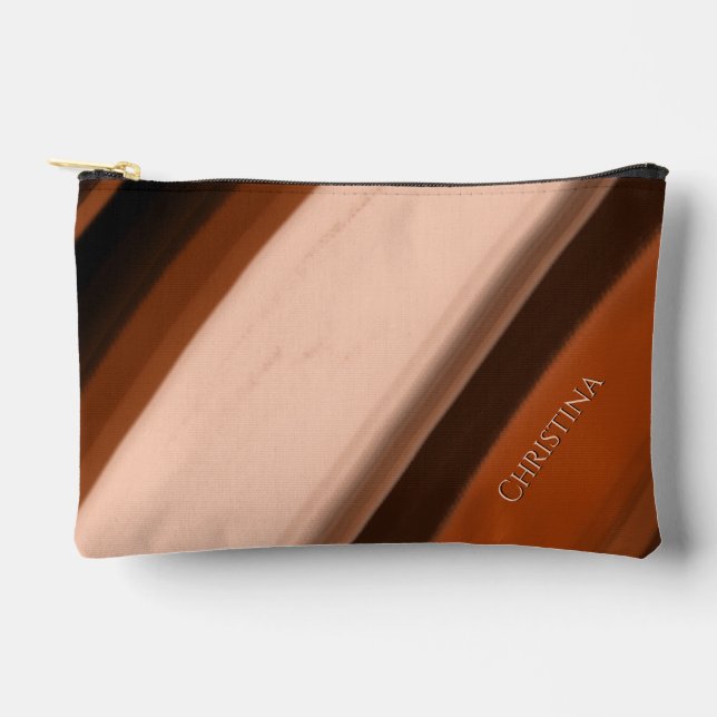 Personalized Name Chocolate Toffee Taupe  Accessory Pouch (Front)