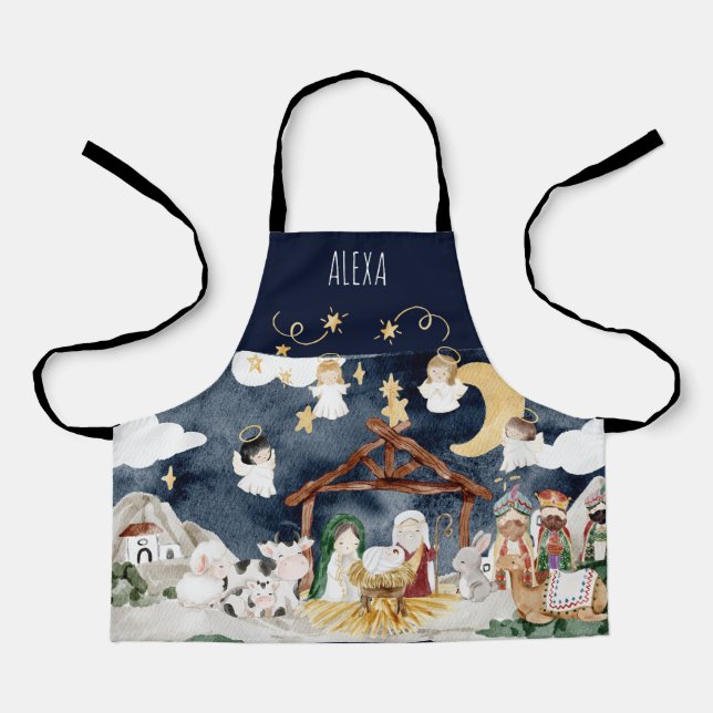 Personalized Name Christian Christmas Kids Apron (Front)