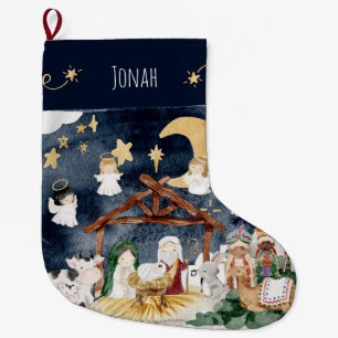 Personalized Name Christian Christmas Kids Large Christmas Stocking