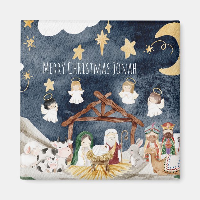 Personalized Name Christian Christmas Kids Magnet (Front)