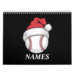 Personalized Name Christmas Baseball Santa Hat Calendar