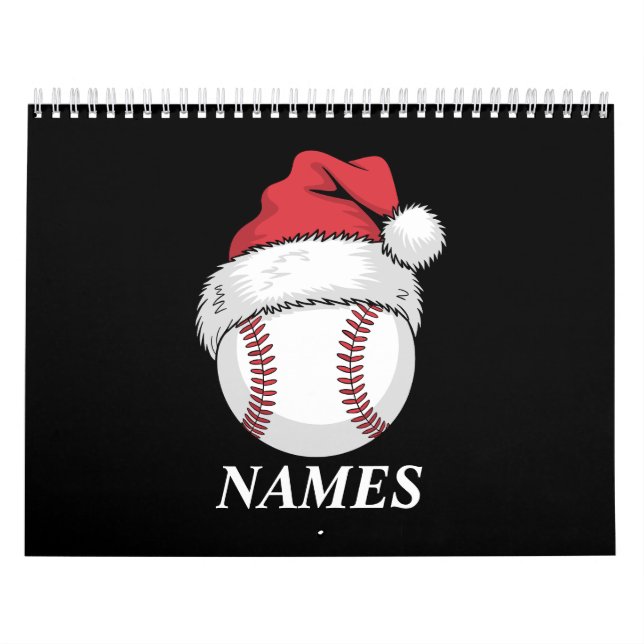 Personalized Name Christmas Baseball Santa Hat Calendar (Cover)