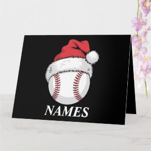 Personalized Name Christmas Baseball Santa Hat Card