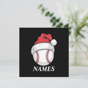 Personalized Name Christmas Baseball Santa Hat Holiday Card
