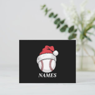 Personalized Name Christmas Baseball Santa Hat Holiday Postcard