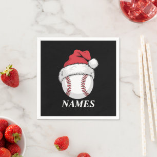 Personalized Name Christmas Baseball Santa Hat Napkin