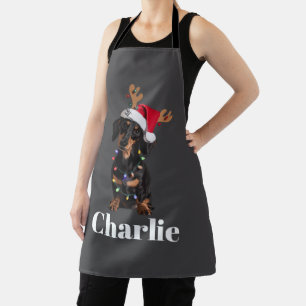 Personalized Name Christmas Dachshund Dog Lights Apron