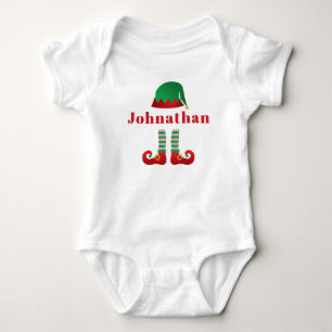 Personalized Name Christmas Elf Outfit Baby Bodysuit
