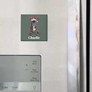 Personalized Name Christmas French Bulldog Dog Magnet
