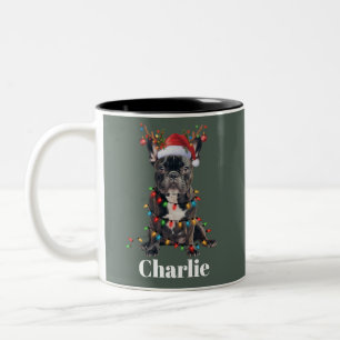 Personalized Name Christmas French Bulldog Dog Two-Tone Coffee Mug