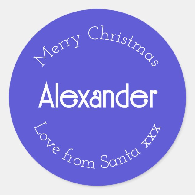 Personalized Name Christmas Gift Tag Blue (Front)