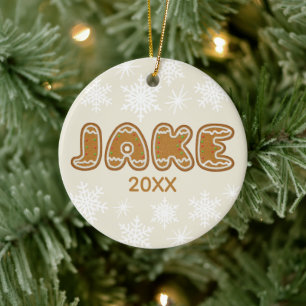Personalized Name Christmas Gingerbread Cookies Ceramic Ornament