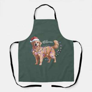 Personalized Name Christmas Golden Retriever Dog Apron