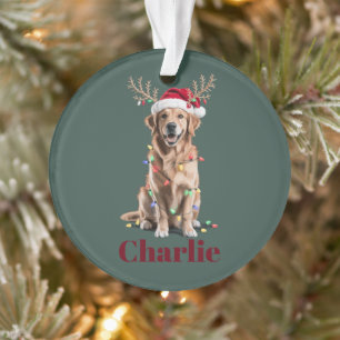Personalized Name Christmas Golden Retriever Dog Ornament