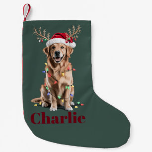 Personalized Name Christmas Golden Retriever Dog Small Christmas Stocking