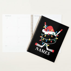 Personalized Name Christmas Hockey Xmas Santa Hat Planner