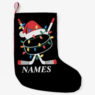 Personalized Name Christmas Hockey Xmas Santa Hat Small Christmas Stocking