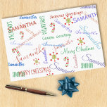 Personalized Name Christmas Holiday Tissue Paper<br><div class="desc">This design was created through digital art. It may be personalized by clicking the customize button and changing the colour, adding a name, initials or your favourite words. Contact me at colorflowcreations@gmail.com if you with to have this design on another product. Purchase my original abstract acrylic painting for sale at...</div>