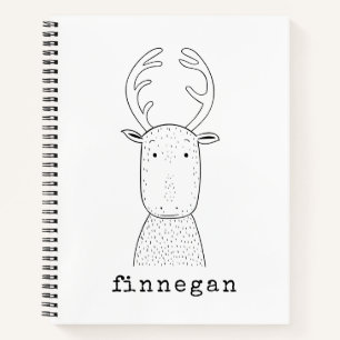 Personalized Name Christmas Reindeer Playful Art Notebook